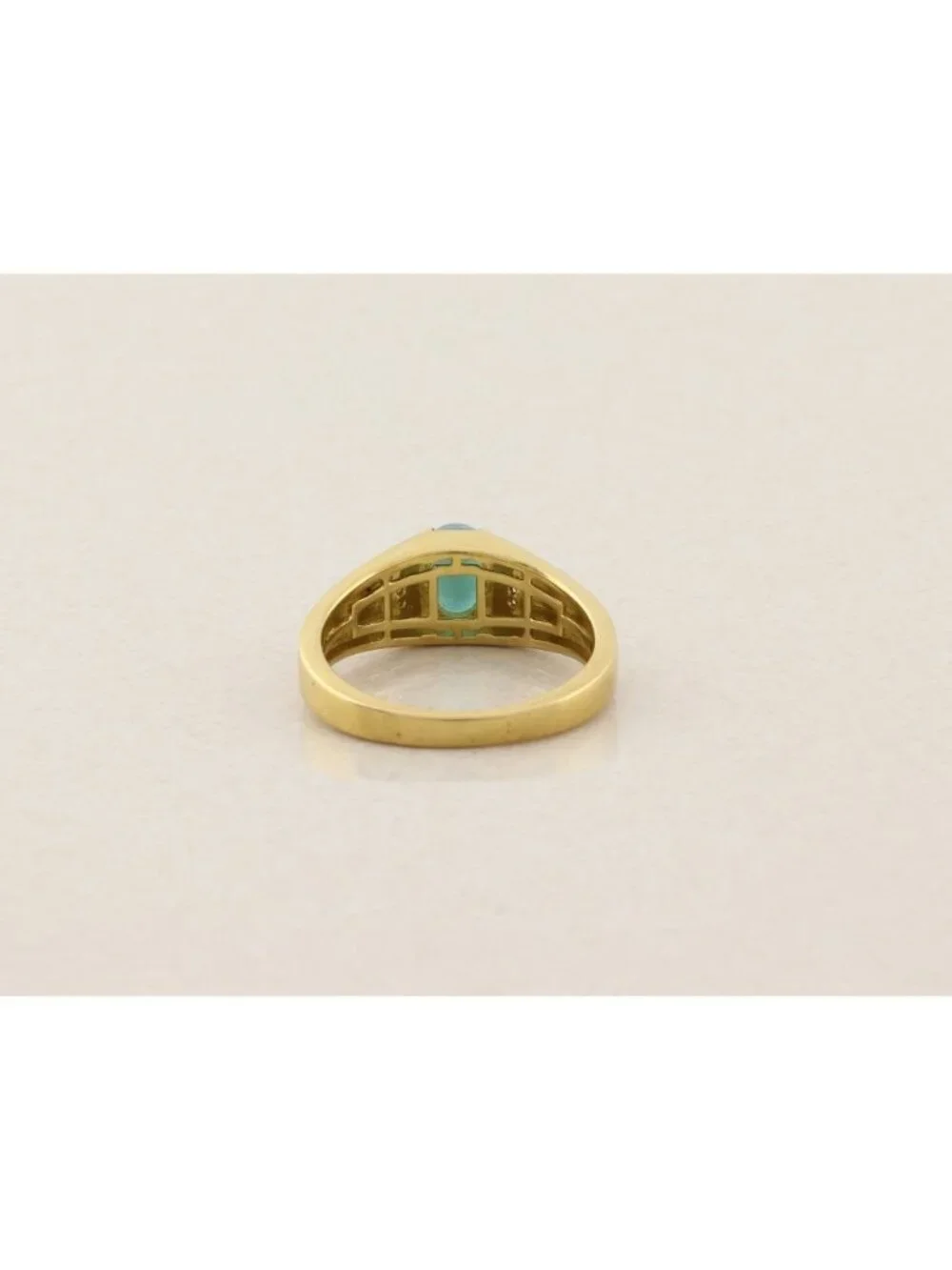 Men's 18k Gold Plate over Sterling Silver Emerald & White Zircon Ring Size 12